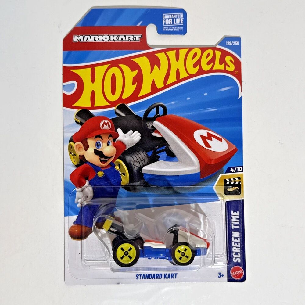 2026 Hot Wheels Mario Kart Standard Kart 129/250 Screen Time 4/10 New MOMC